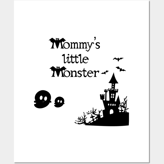 Mommy’s little monster, funny Halloween, ghost clipart, cute Halloween mask, Halloween ghosts Wall Art by PrimeStore